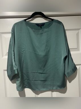 RACHEL Rachel Roy Teal Satin Boatneck Blouse